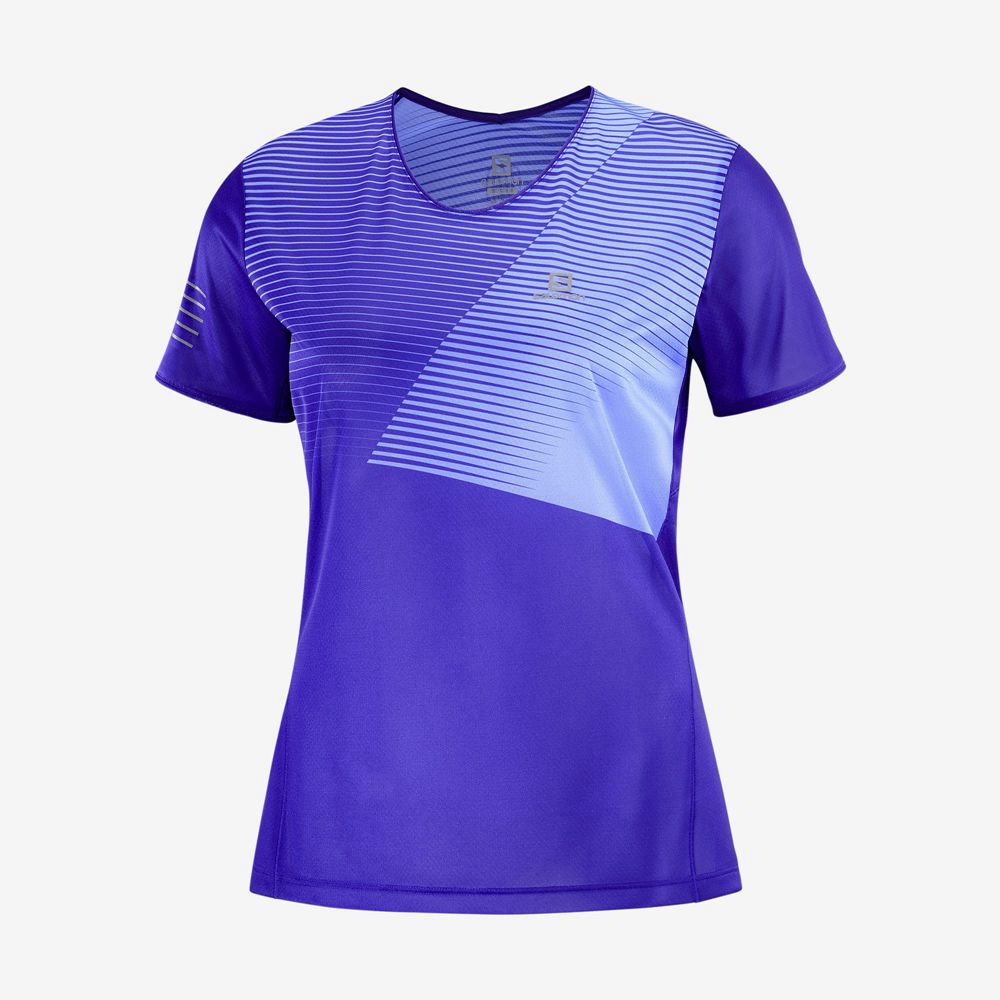 Salomon Israel SENSE - Womens T shirts - Blue (MOYX-38150)